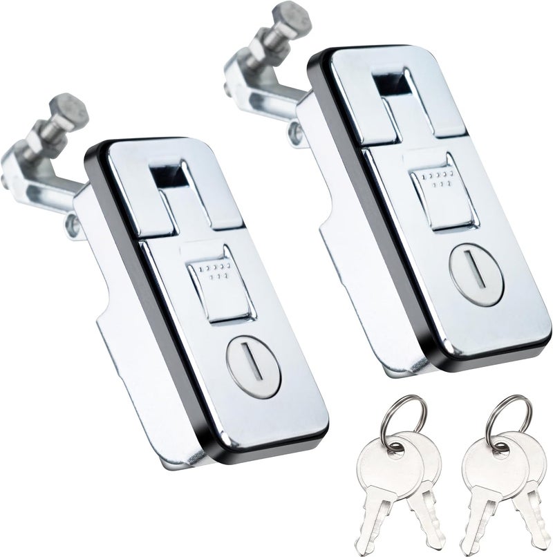Loclink Compression Latch Lock Marine Grade Zinc Alloy for Boat Hatches, RV Camper Adjustable Lever Push Nutton Latches Hand Operated, 2-Pack with 4 Keys - Image 1